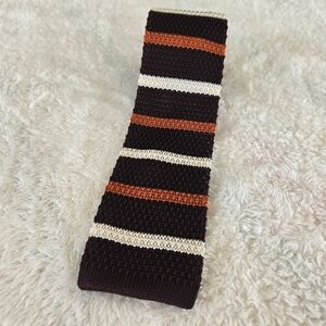 Barbour Striped Knit Tie in Brown, Orange, and White